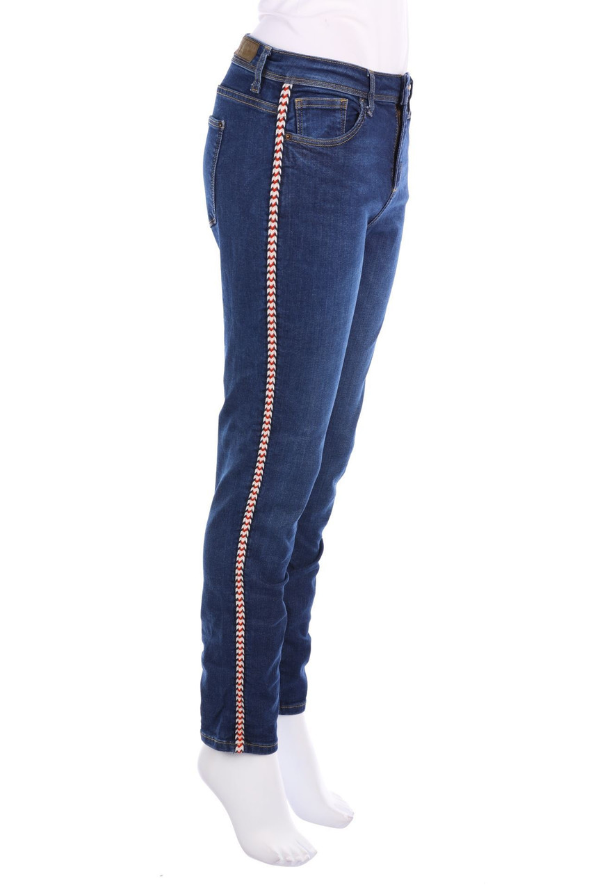 ESPRIT - Used Look Skinny-Jeans mit Galonstreifen - D 36