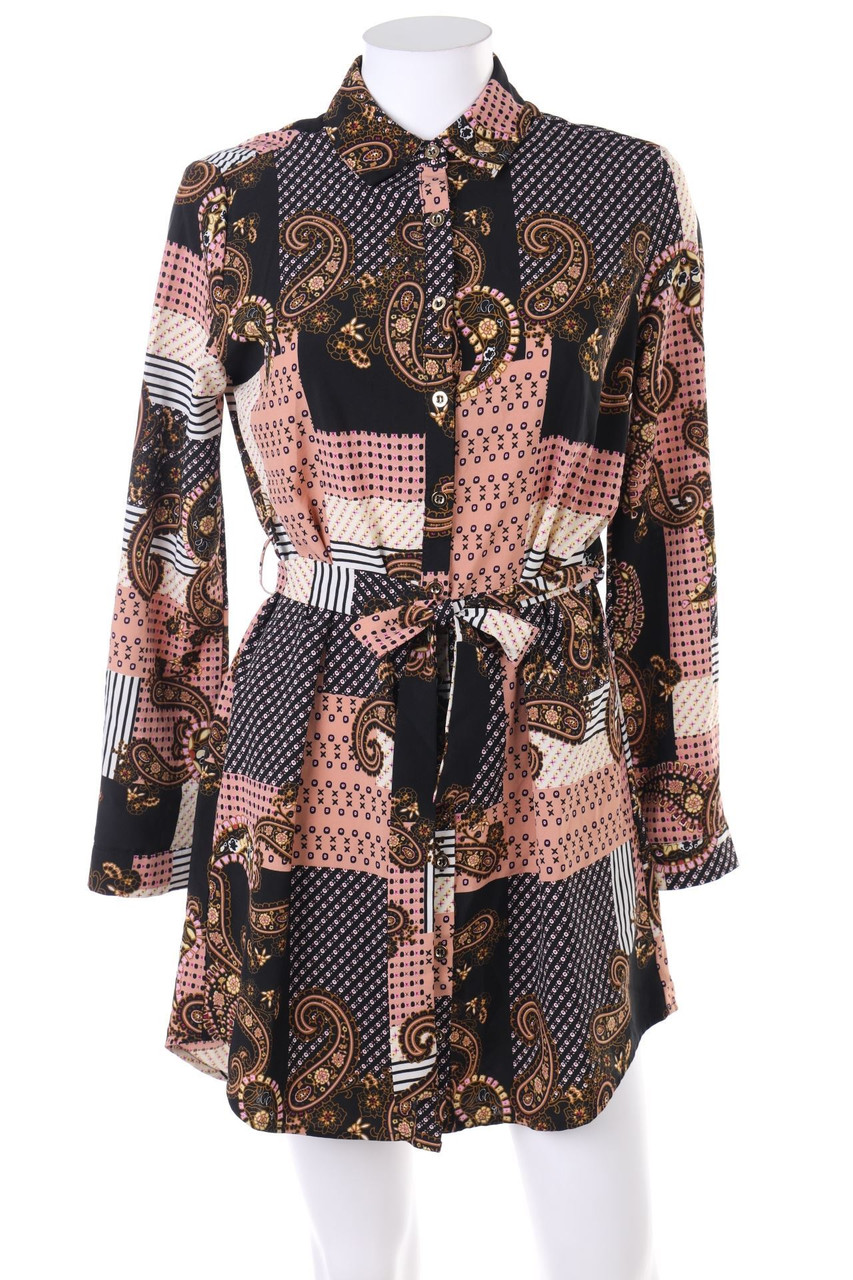 Boohoo - Blusenkleid mit Krempel-Ärmeln - D 34