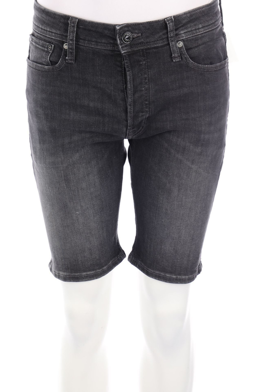 JACK & JONES - Used Look Jeans-Shorts mit Logo-Patch - S