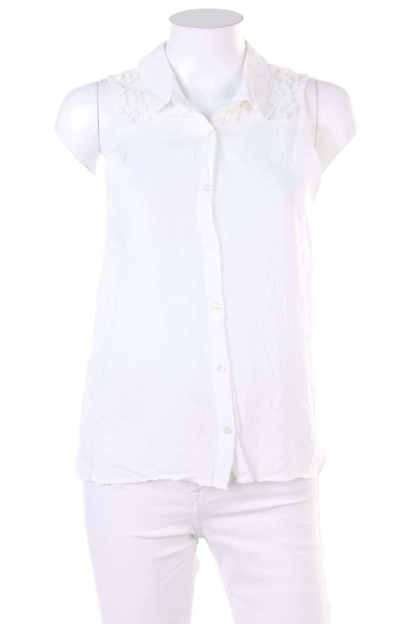 H&M DIVIDED - ärmellose Hemd-Bluse mit Spitze - D 38