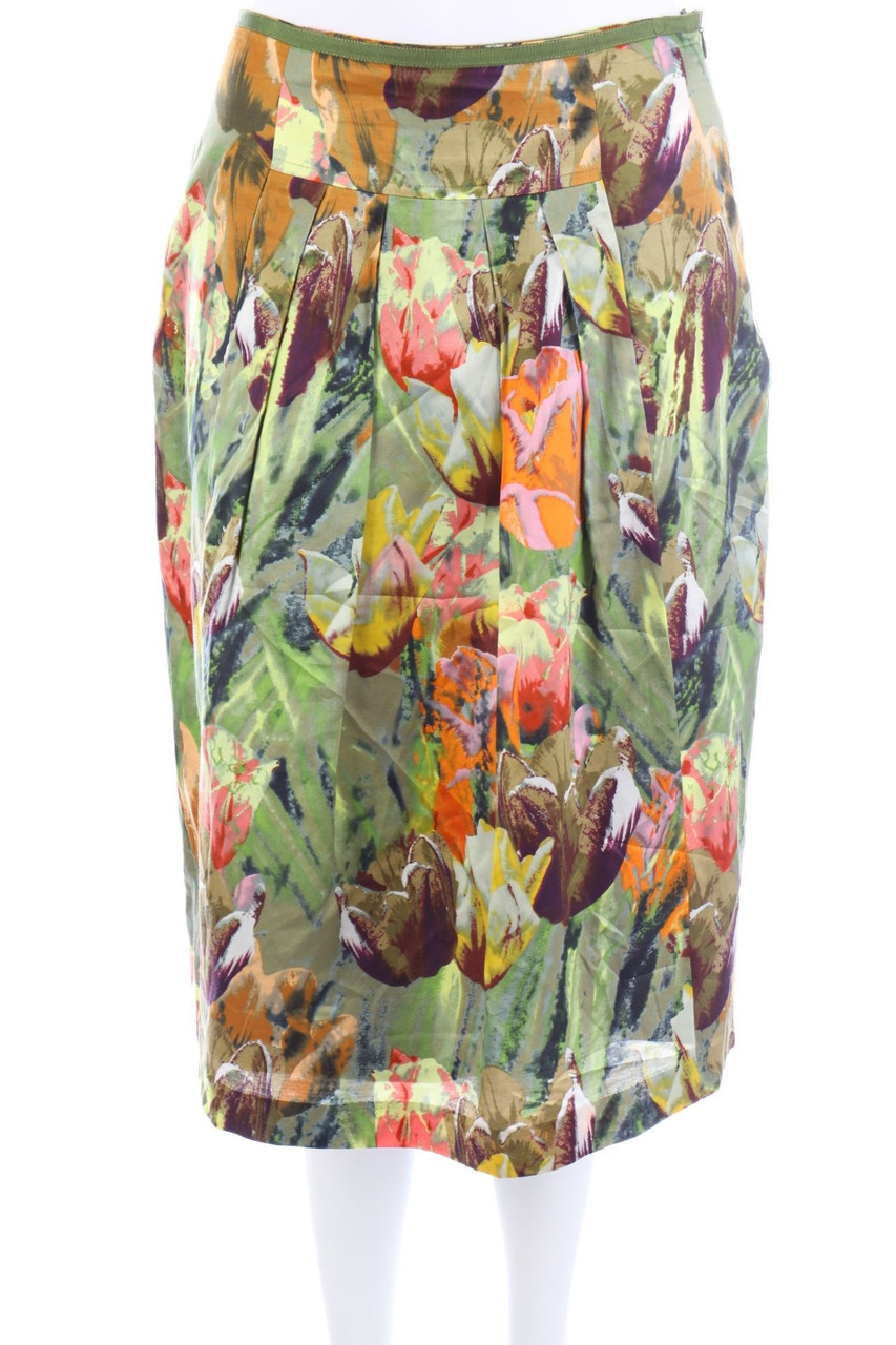 Peter Hahn - Rock aus Seiden-Mischung mit Blumen-Print - D 36