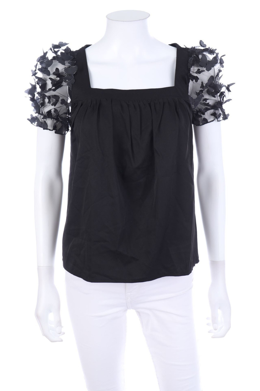 SHEIN - Kurzarm-Bluse mit Applikationen - XS