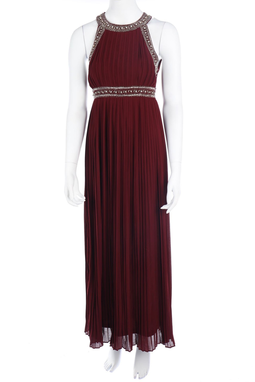 TFNC LONDON - Plissee-Maxi-Abendkleid mit Perlen - D 32