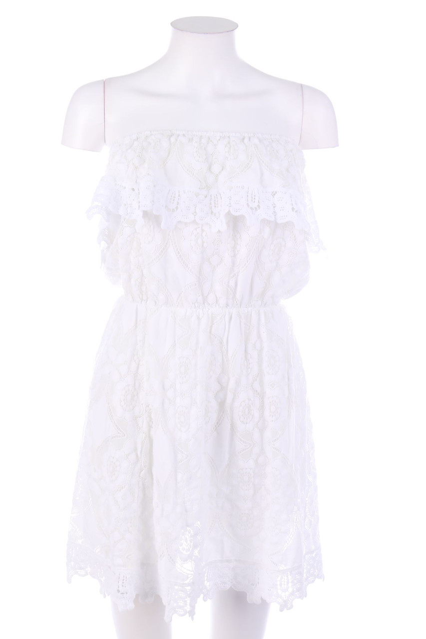 Ohne Label - Bandeau-Kleid aus Spitze - S