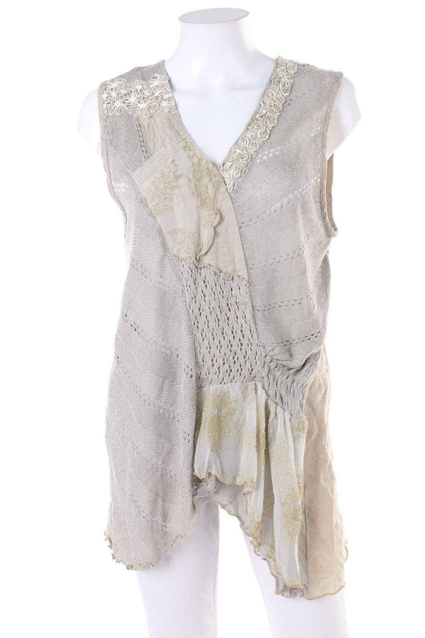 SECONDHAND - Strick-Top mit Spitze - XL