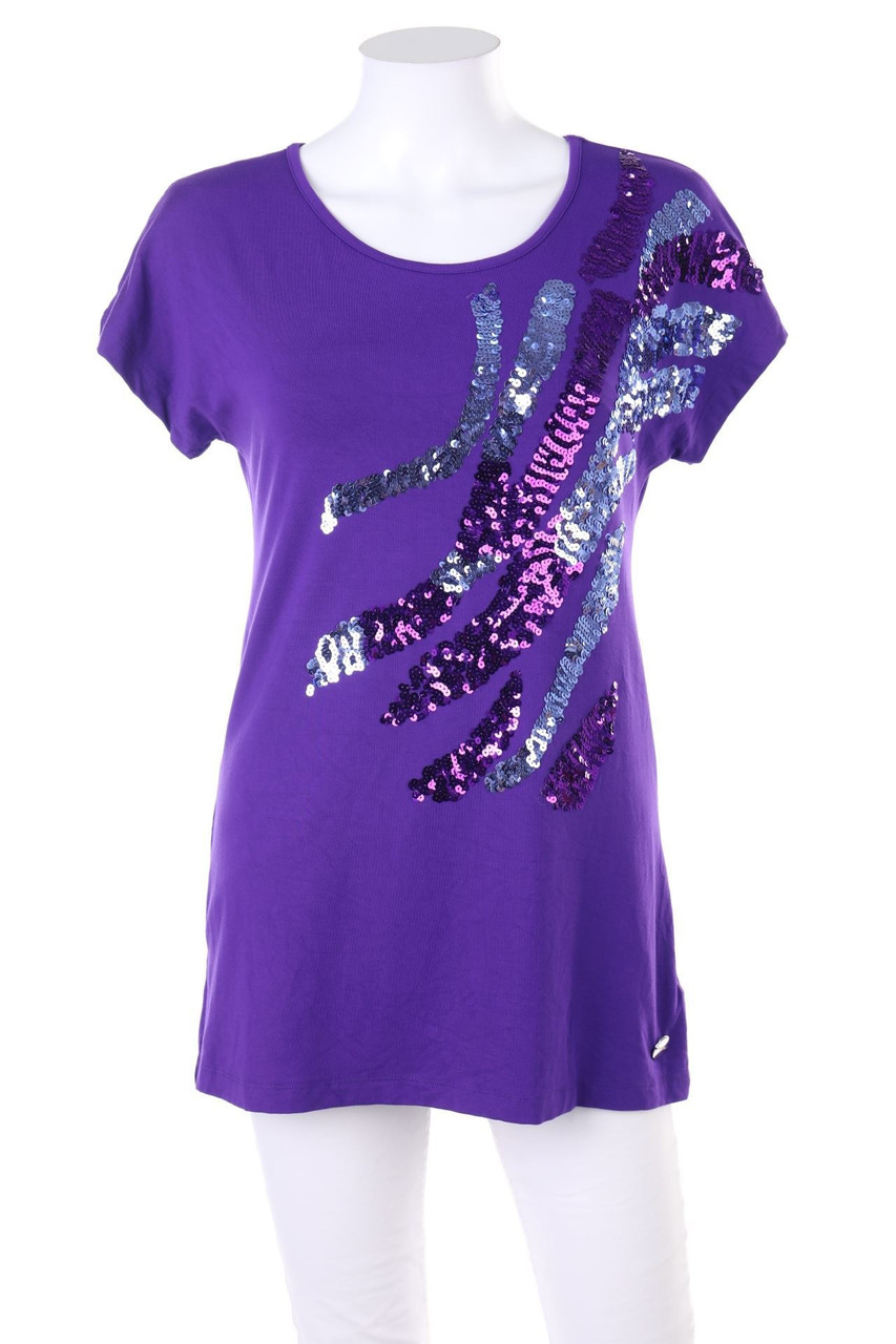 M.Asam - Kurzarm-Shirt mit Pailletten - D 36
