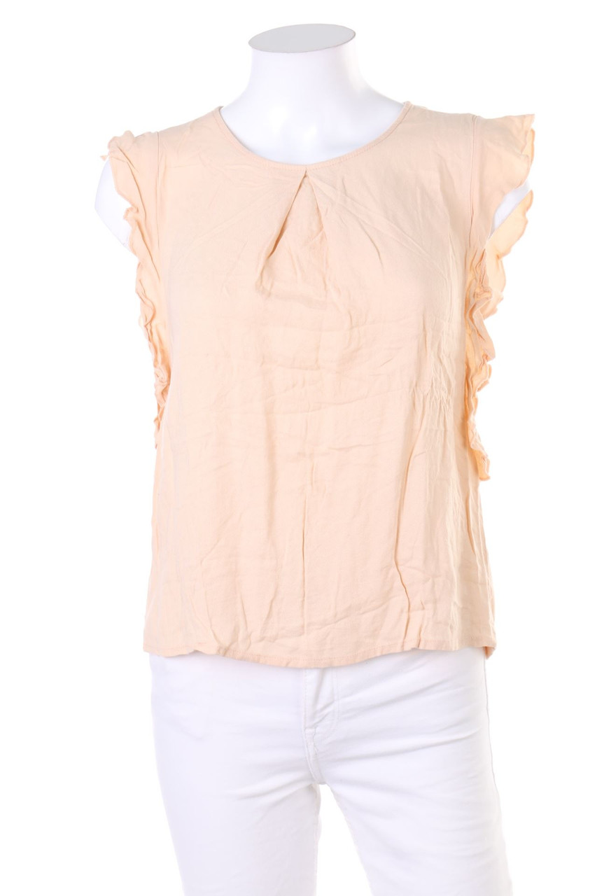 Ohne Label - Kurzarm-Shirt mit Volants - D 42