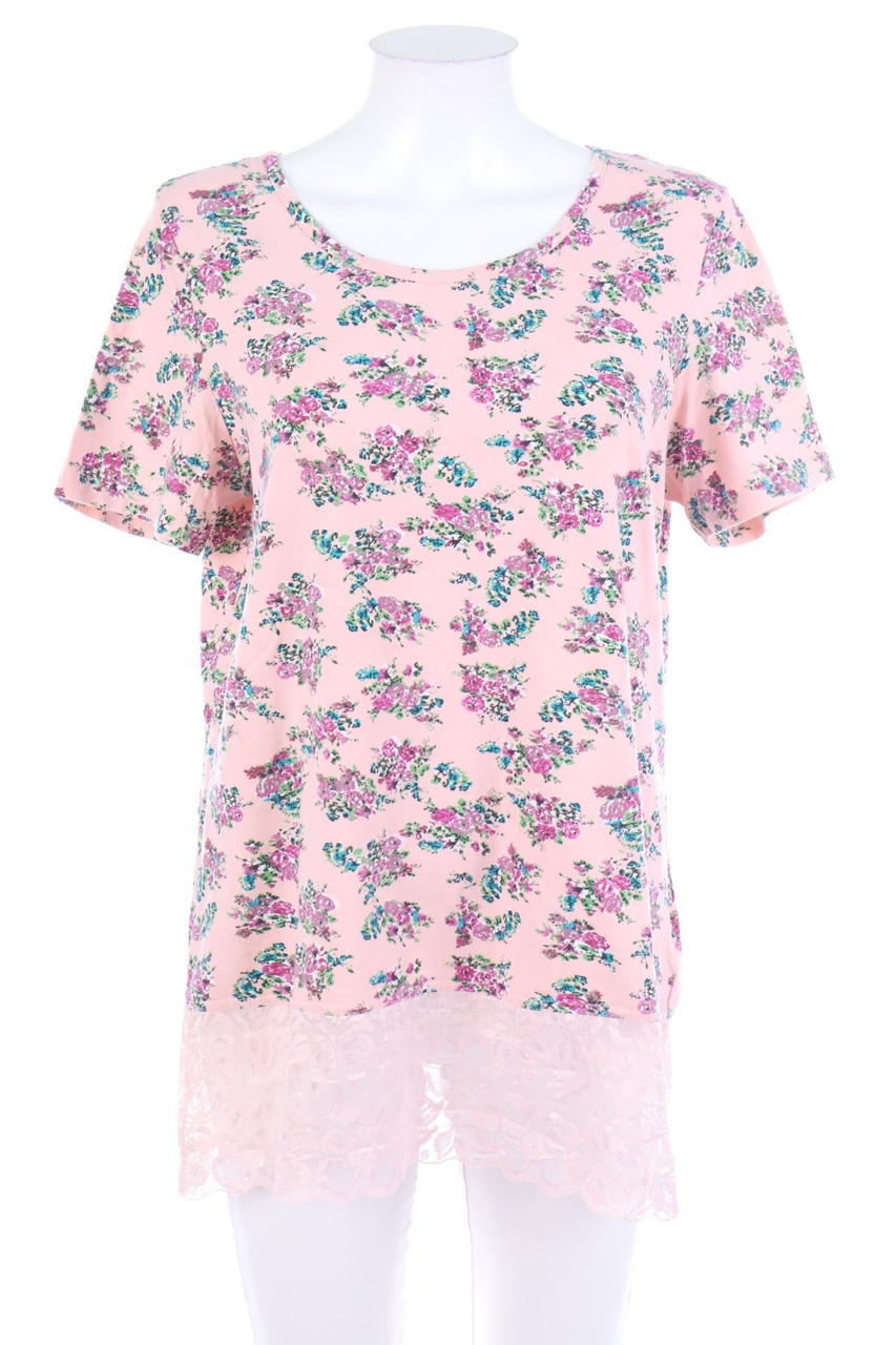 sheego - Kurzarm-Shirt mit Spitze - D 40-42