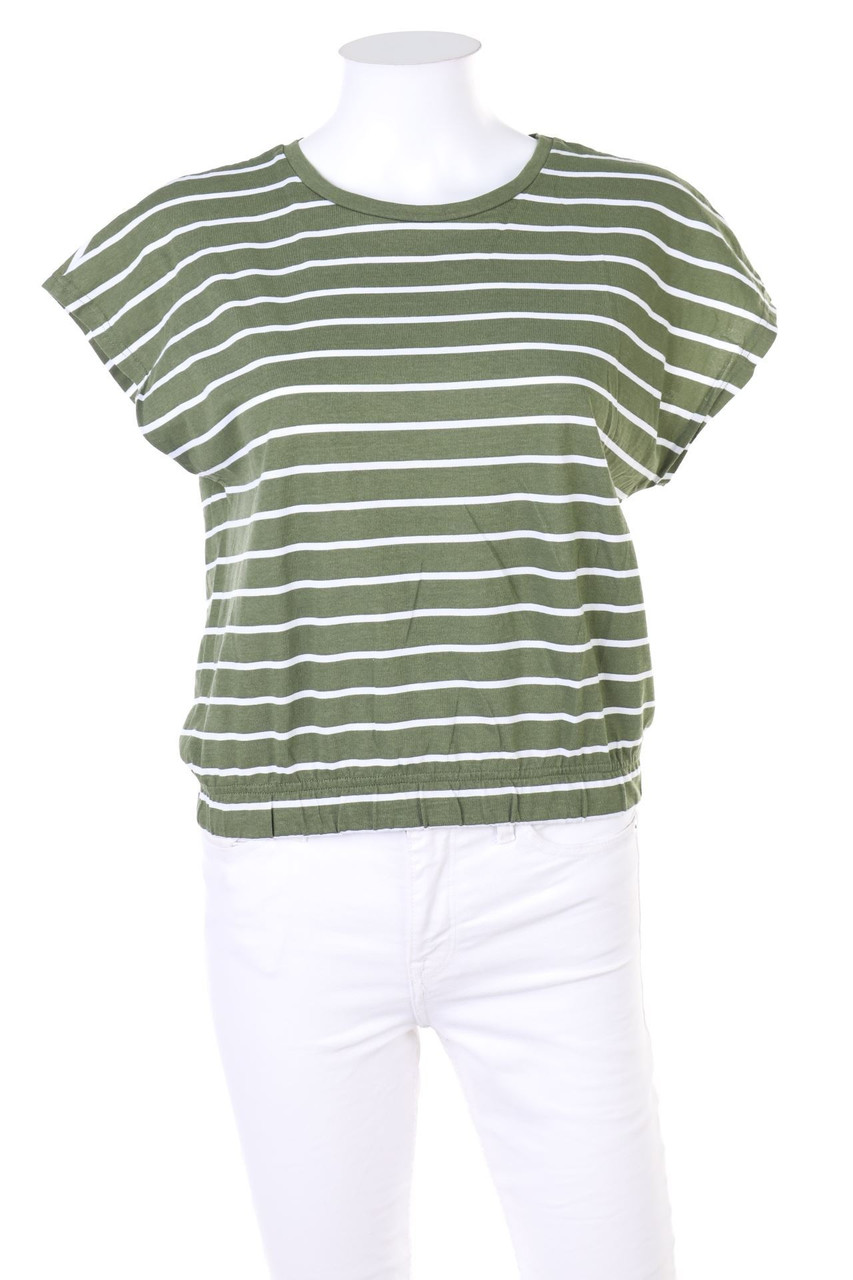 TESSENTIALS - Streifen-Cropped-Shirt aus Baumwolle mit &uuml;berschnittener Schulter - S