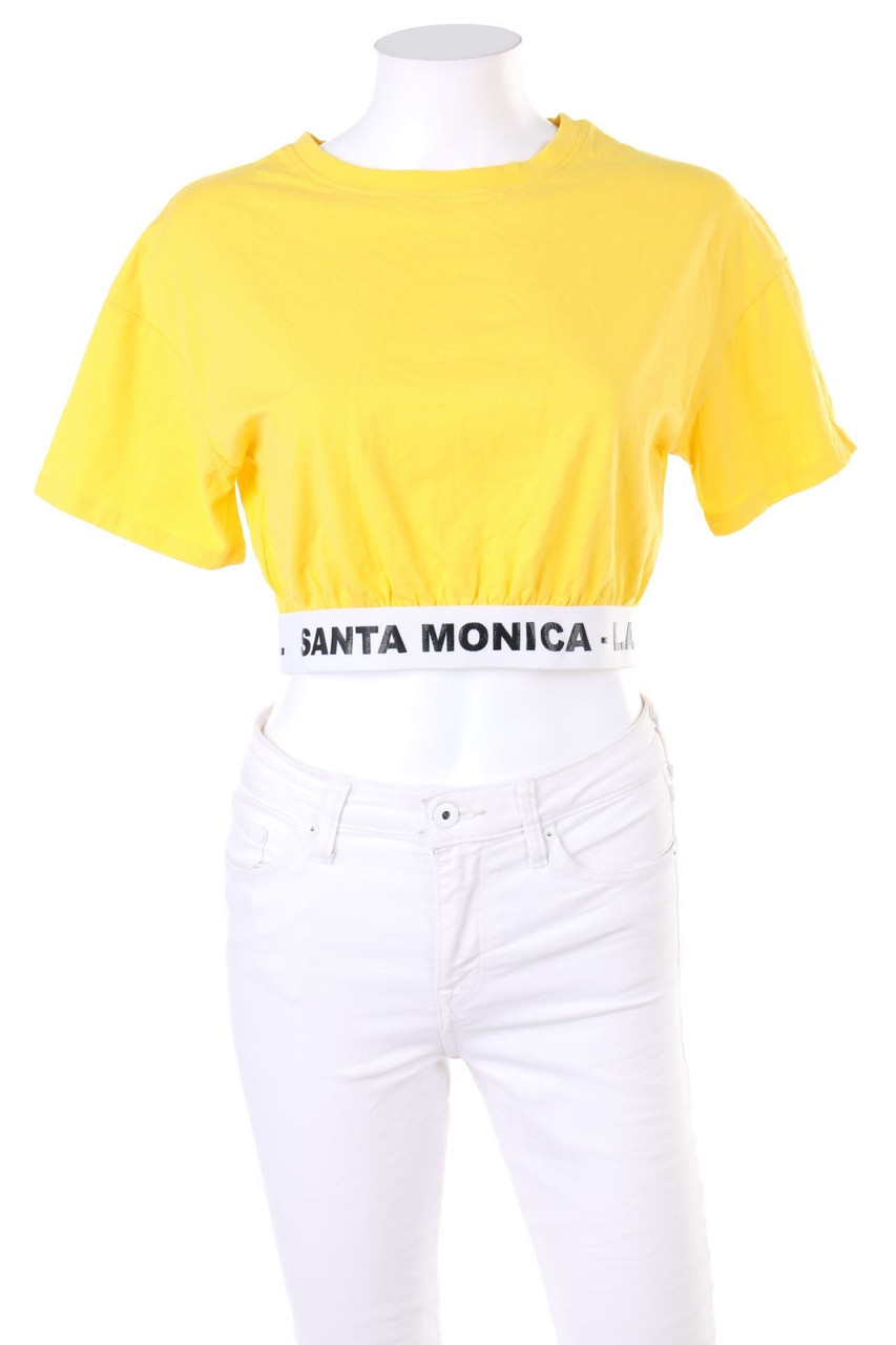 TALLY WEiJL - Kurzarm-Cropped-Shirt mit Statement-Print - XS