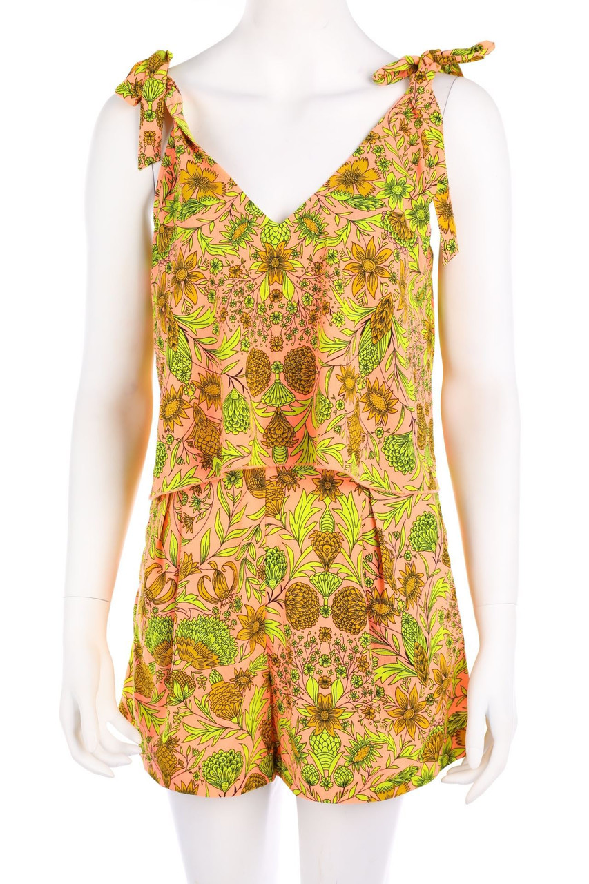 H&M - Playsuit mit Blumen-Print mit tiefem Rückenausschnitt - M