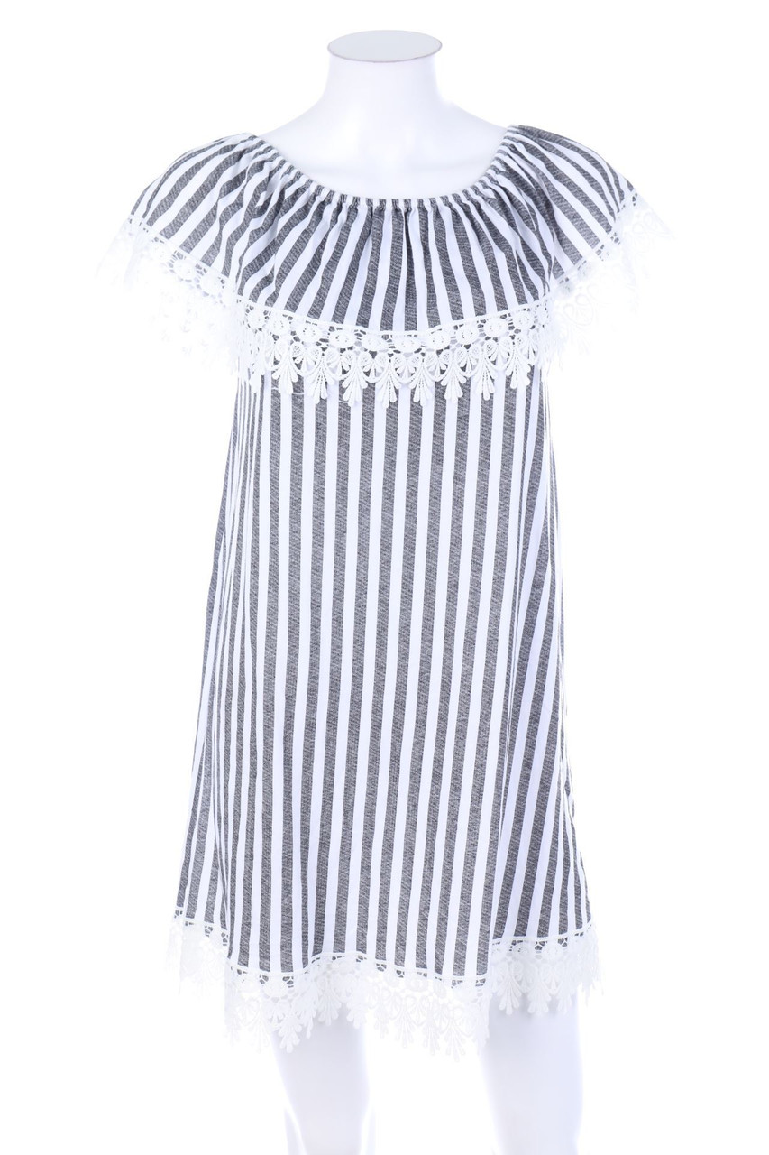 Ohne Label - Carmen-Minikleid mit Spitze - D 38