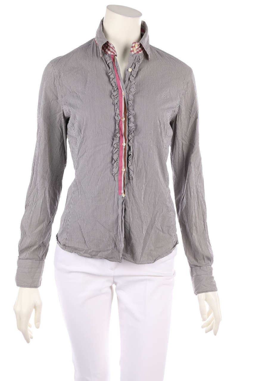 CALIBAN - Karo-Hemd-Bluse mit Rüschen - D 38-40