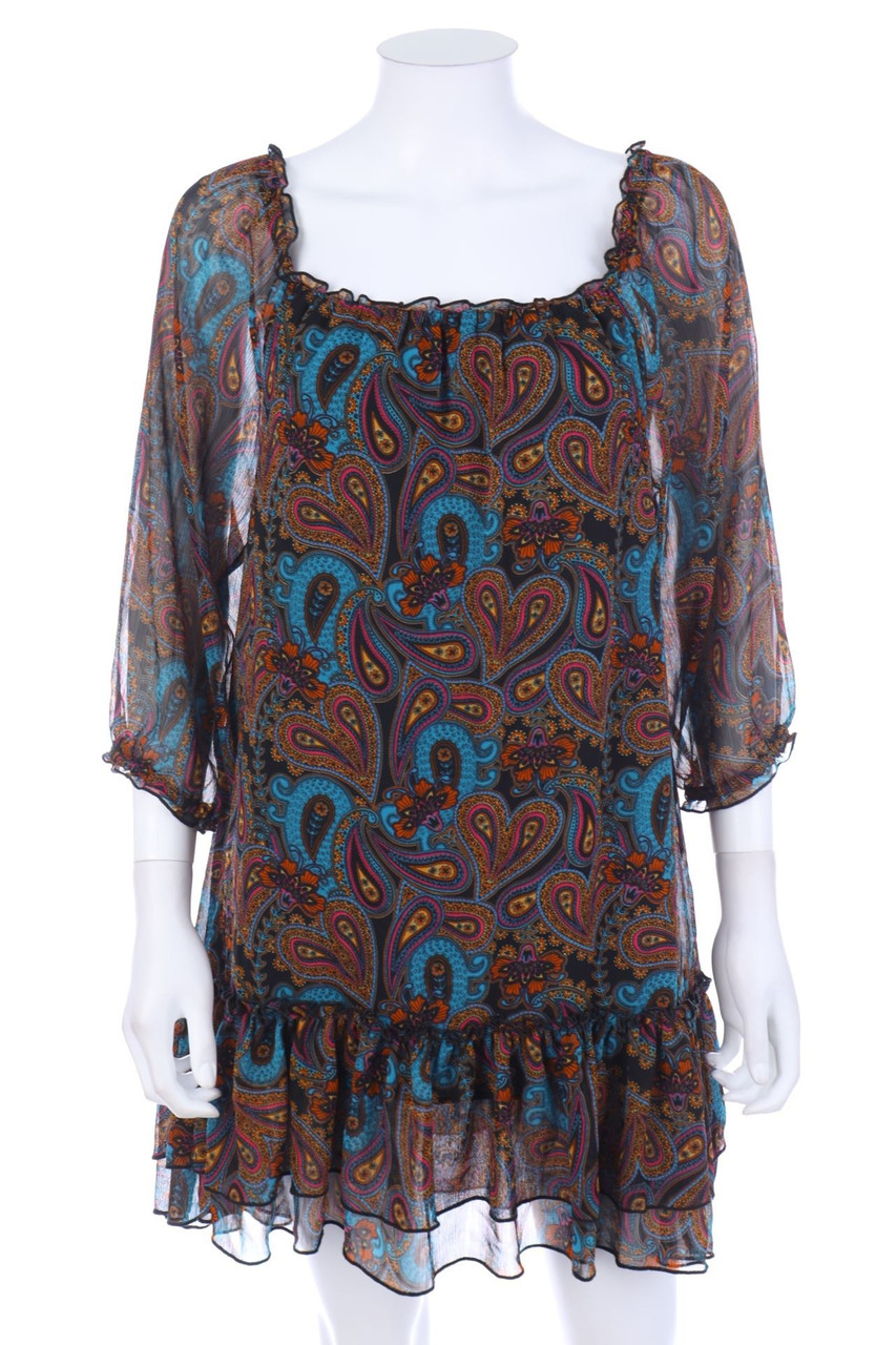 H&M - Carmen-Kleid mit Paisley-Print mit Volants - S