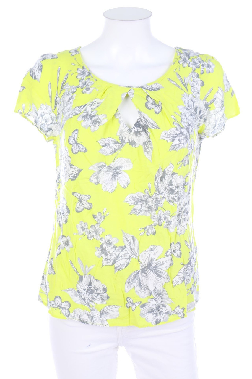 Ohne Label - Kurzarm-Bluse mit Blumen-Print - D 40