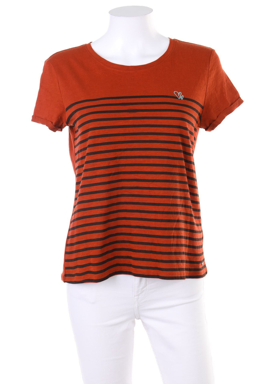 TOM TAILOR Denim - Kurzarm-Shirt aus Baumwolle mit Streifen - S