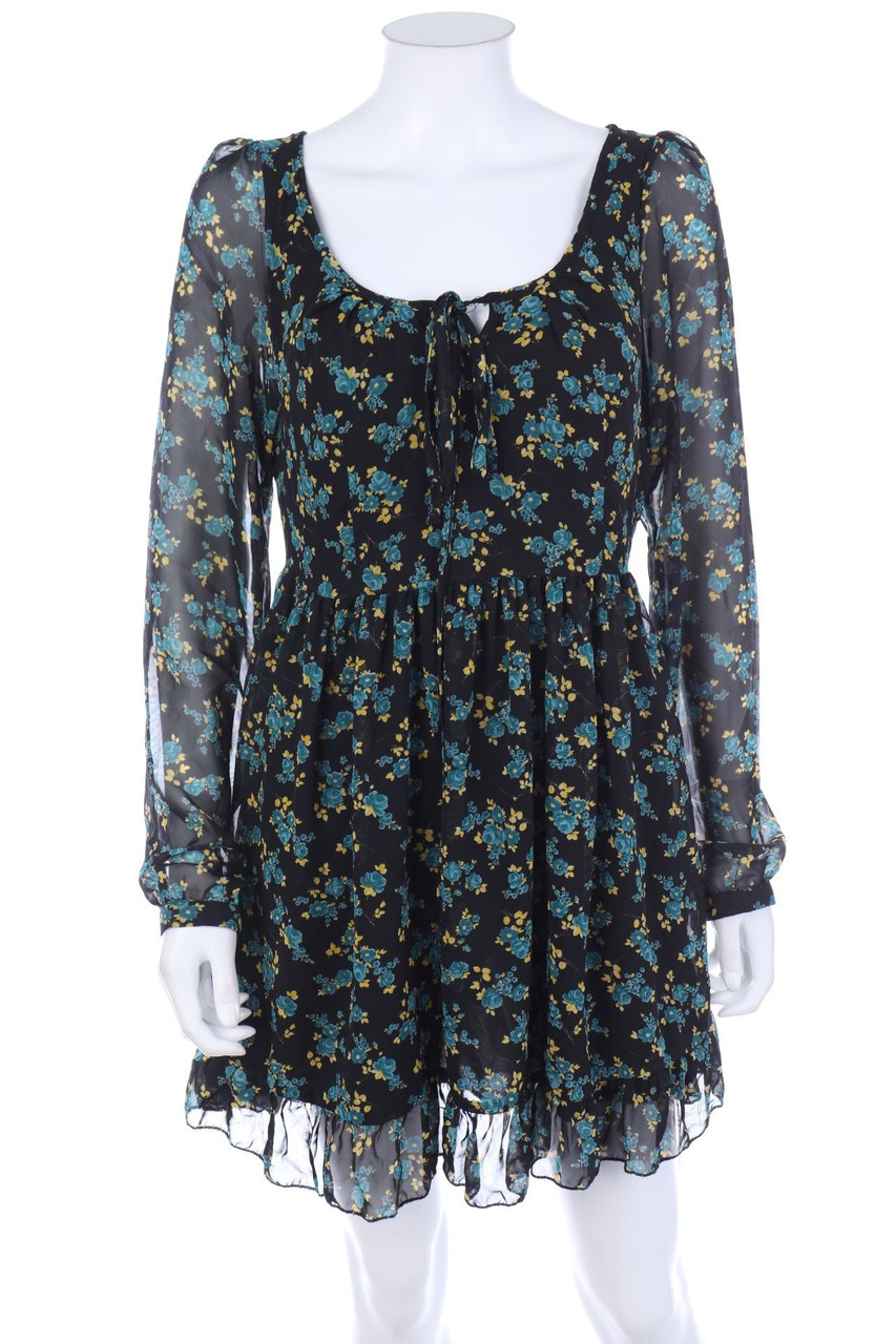 AMISU - Blusenkleid mit Blumen-Print - D 38