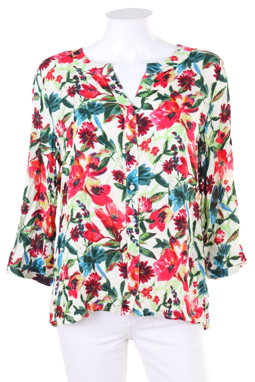 Ohne Label - Bluse mit 3/4-Ärmel mit Blumen-Print - D 38