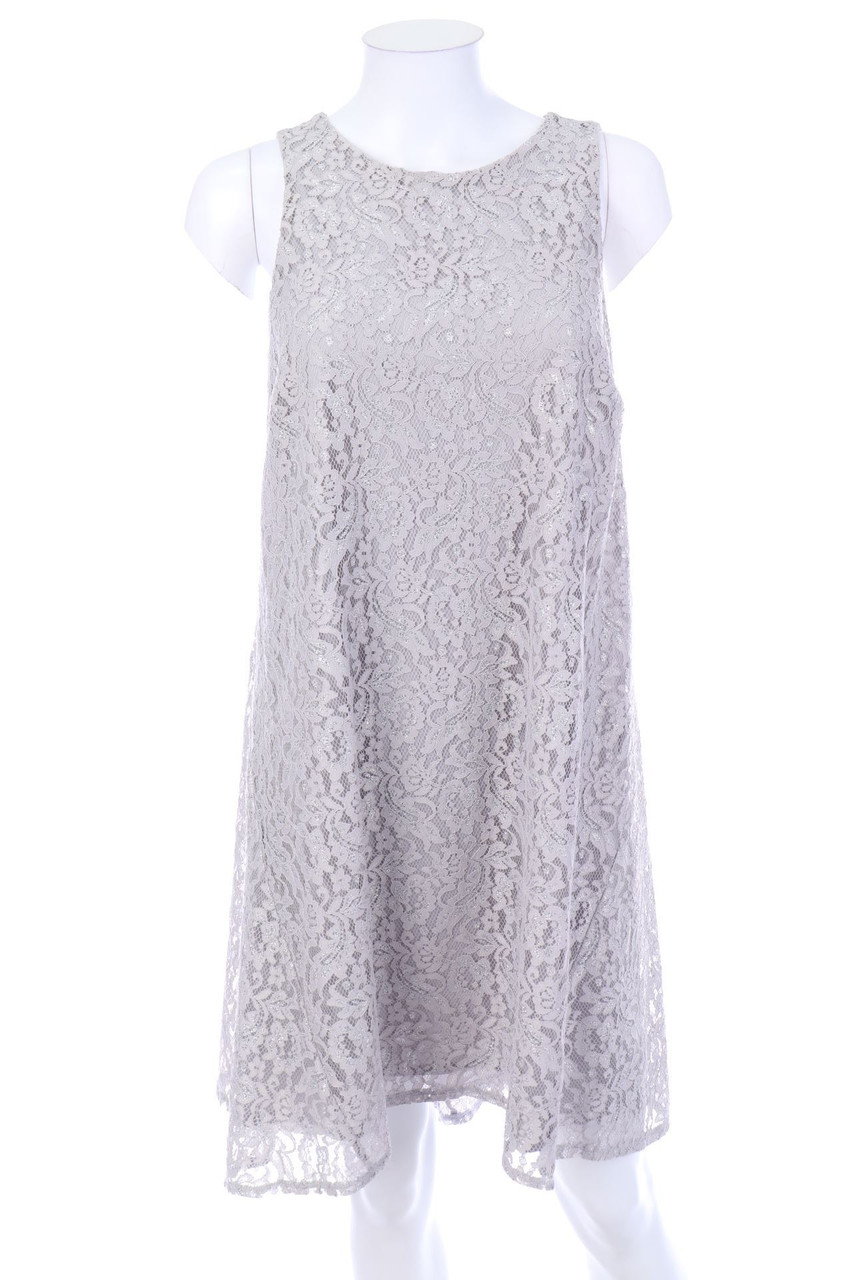 Ohne Label - Spitzen-Shift-Kleid mit Glitzer - D 42