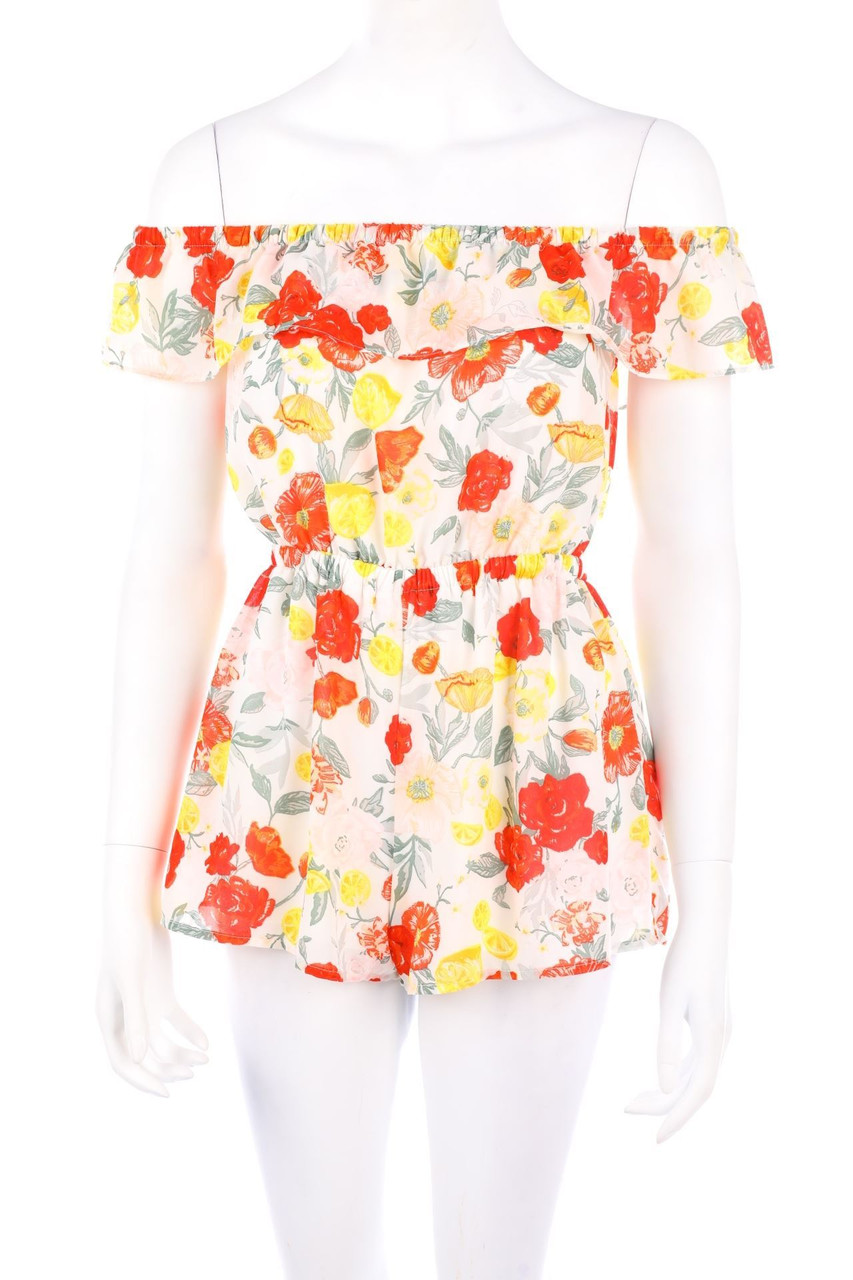 H&M DIVIDED - Carmen-Playsuit mit Print - D 34