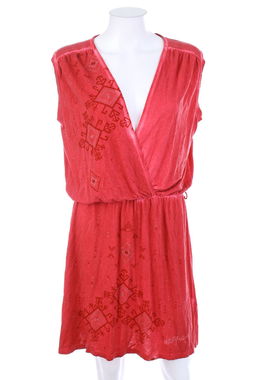 Desigual - Minikleid in Wickel-Optik mit Print - L