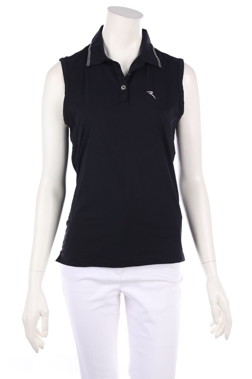 CHERVÒ - ärmelloses Polo-Shirt mit Strass-Steinen - D 38