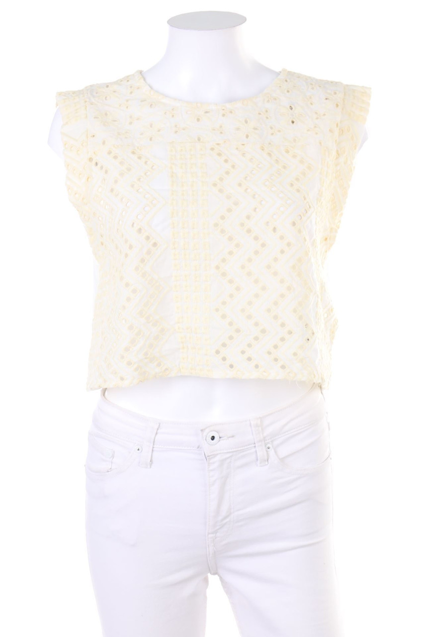 ZARA TRF - Kurzarm-Bluse aus Lochspitze - M