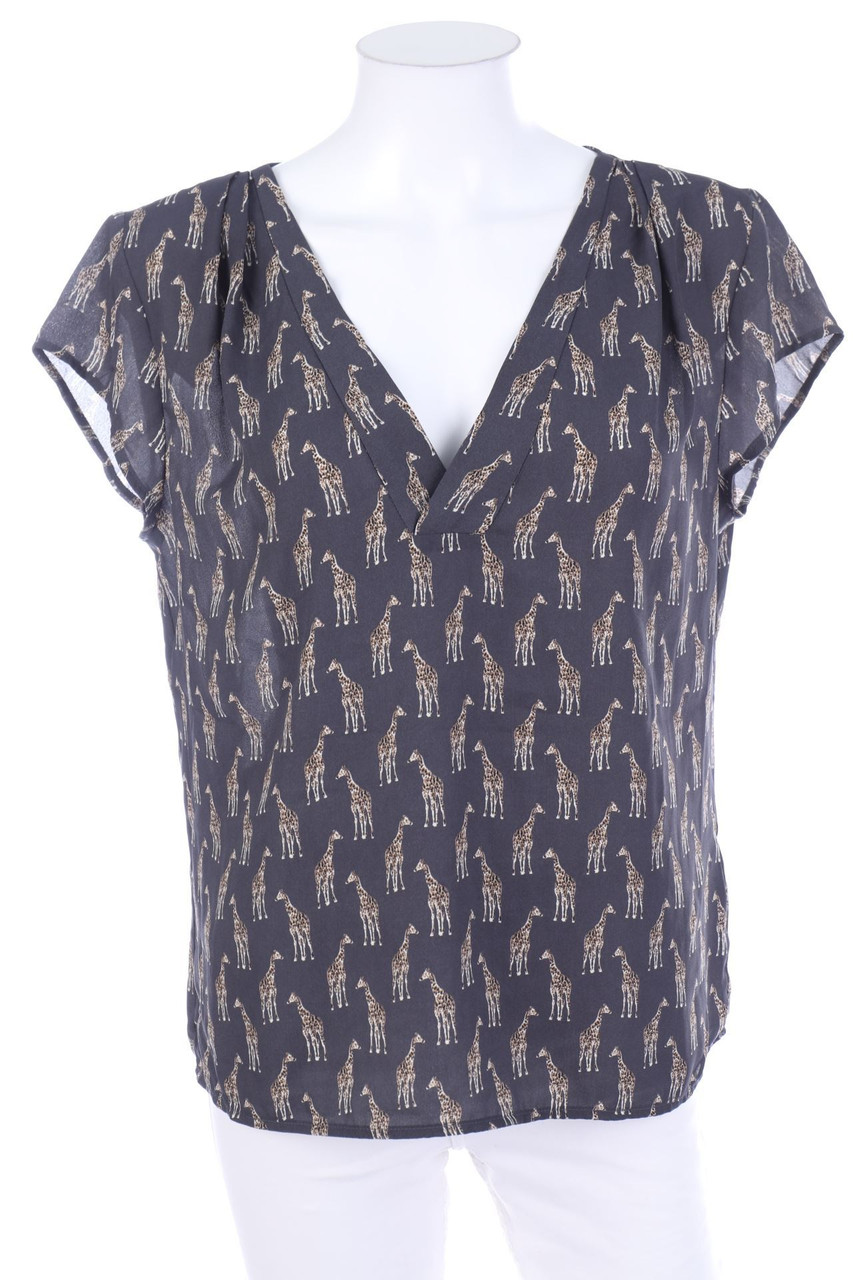 H&M CONSCIOUS - Chiffon-Kurzarm-Bluse mit Print - D 38