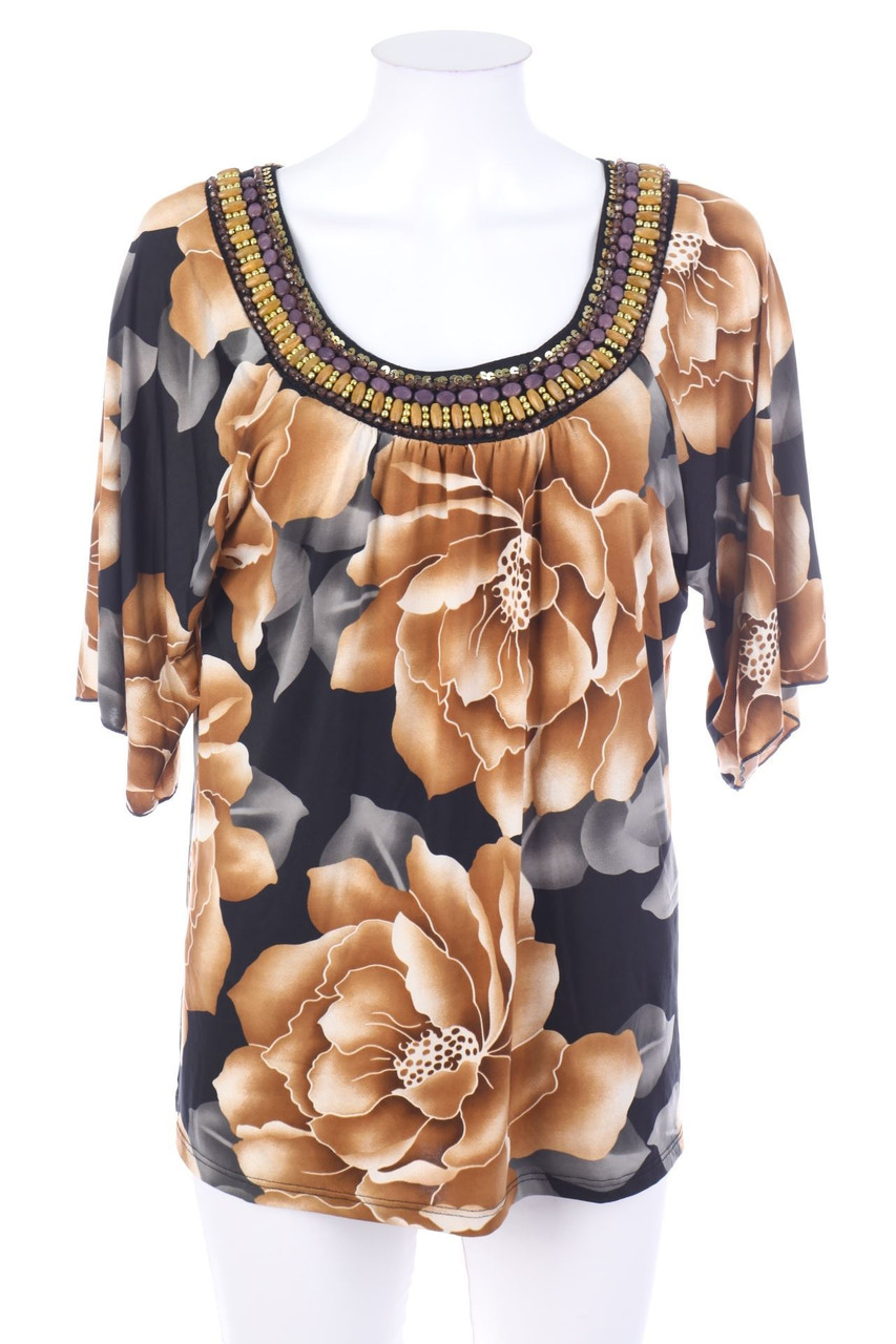 SECONDHAND - 3/4-Arm-Shirt mit Schmuckstein-Applikation - L