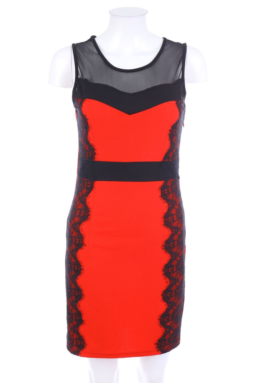 Ohne Label - Etui-Kleid mit Spitze - M