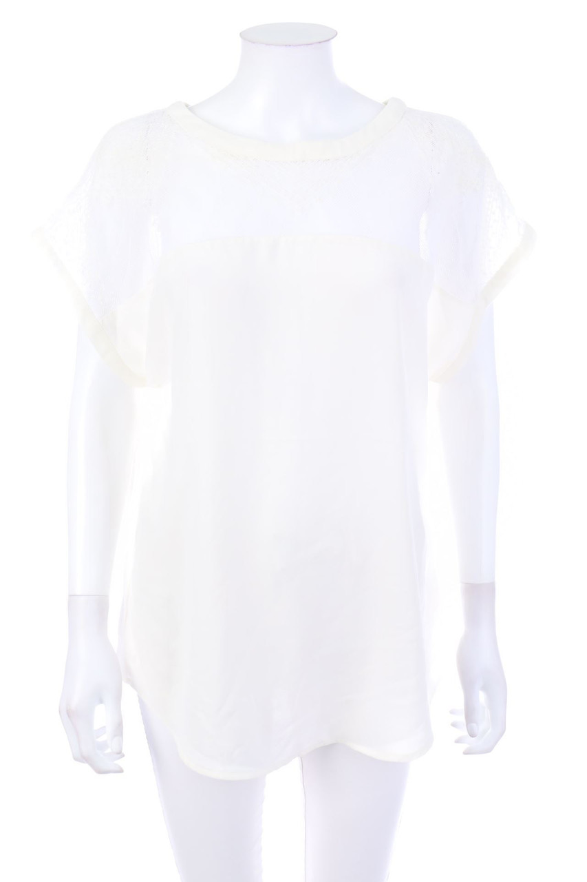 H&M - Kurzarm-Shirt mit Spitze - XL