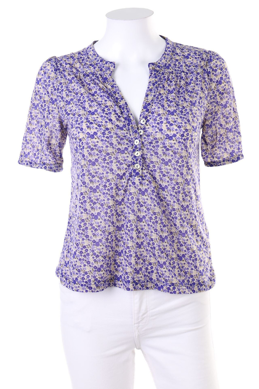 H&M - Kurzarm-Bluse mit Print - XS