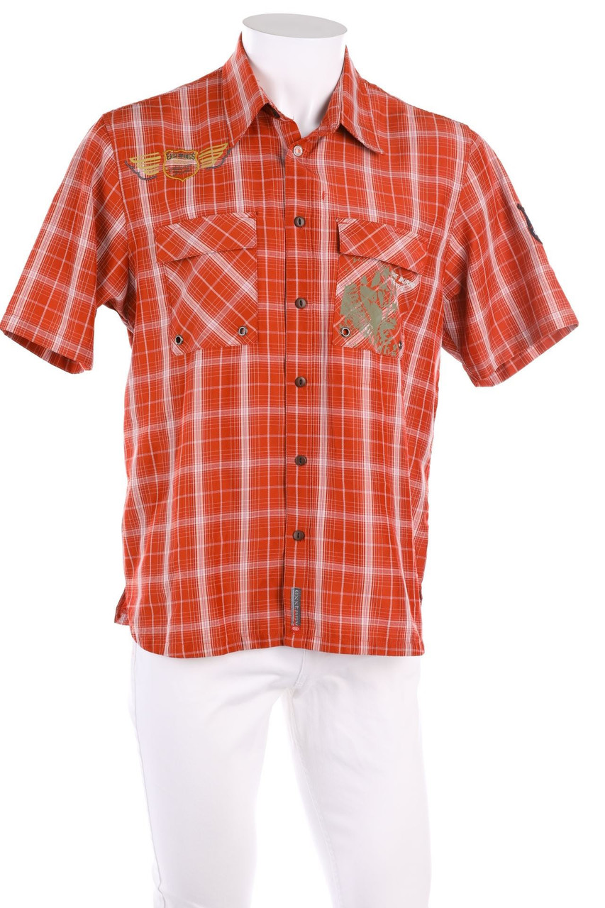 exxtasy - Tartan-Kurzarm-Hemd mit Logo-Patch - 50