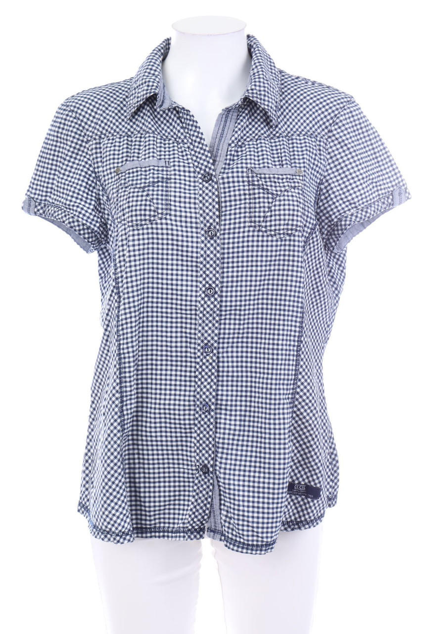 CECIL - Kurzarm-Bluse mit Karo-Muster - M