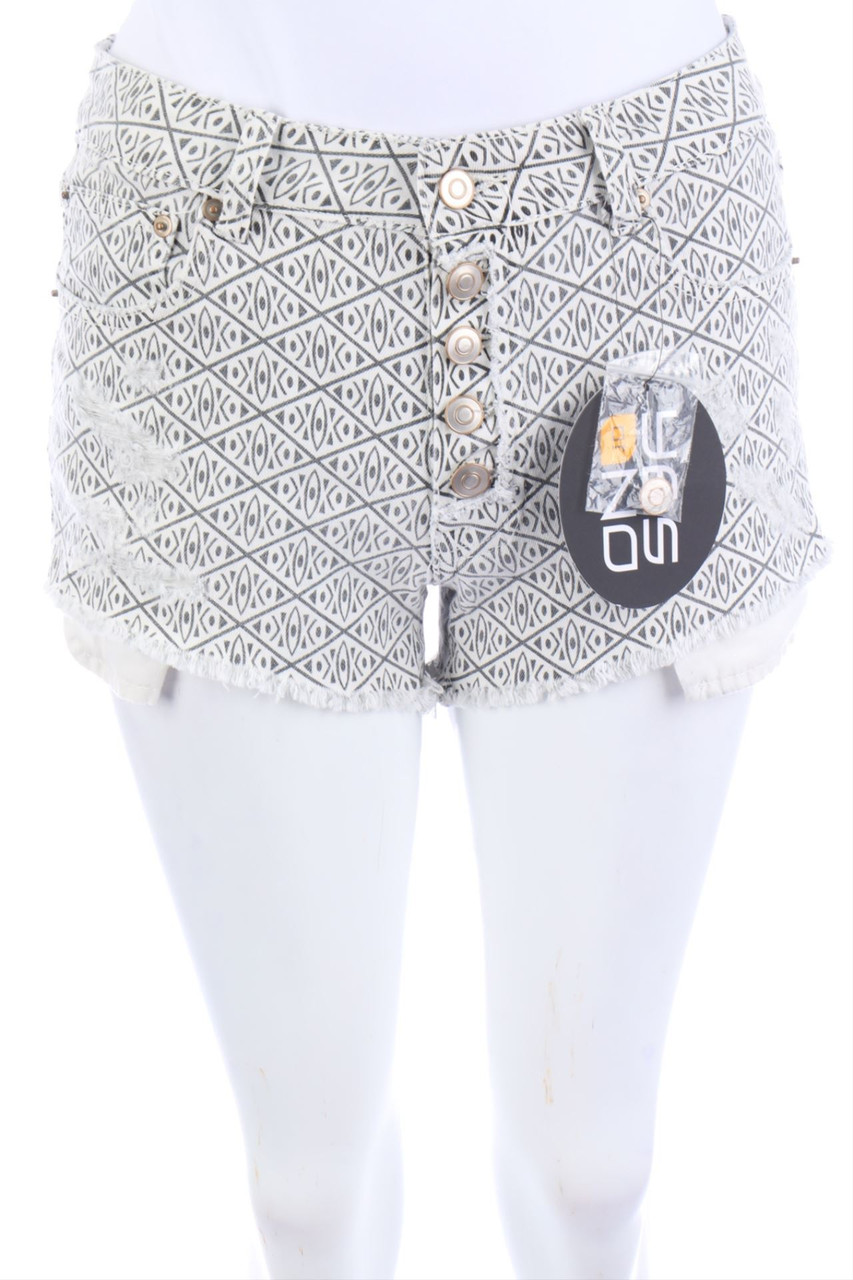 YES OR NO - Distressed Jeans-Shorts mit Print - D 38