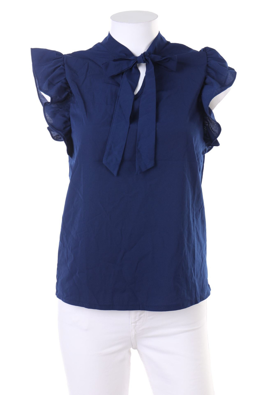 Ohne Label - Schluppen-Bluse mit Volants - M