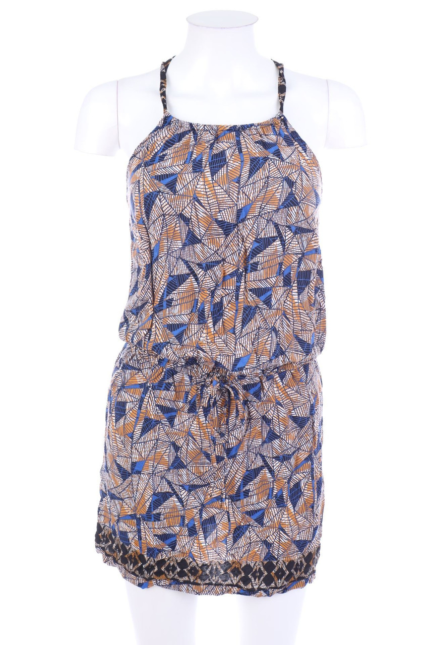 Ohne Label - Print-Minikleid mit Tunnelzug - D 36