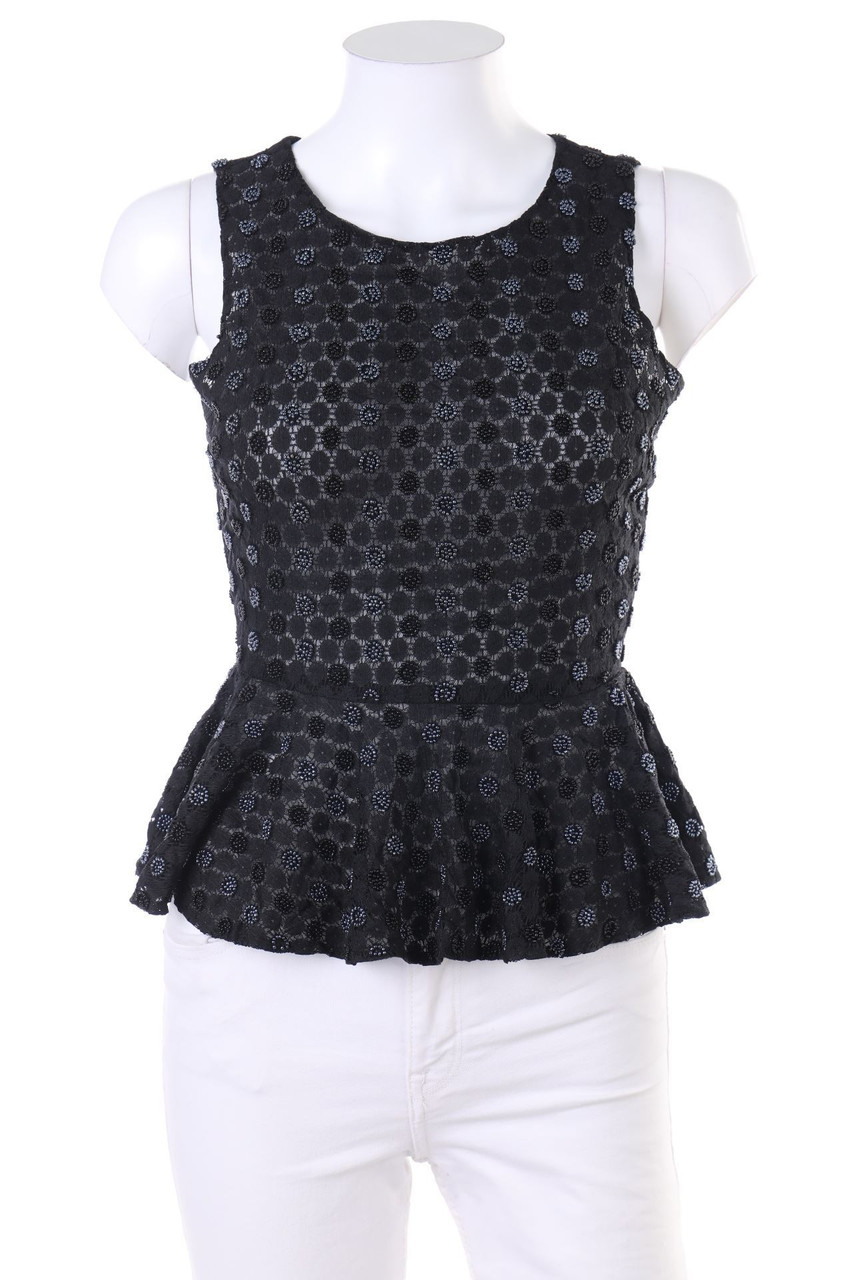 TOPSHOP - Spitzen-Top mit Perlen mit Schößchen - D 34