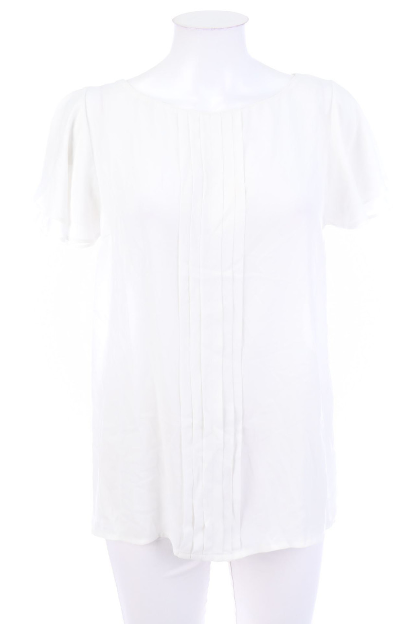 BENETTON - Volants-Kurzarm-Bluse mit Biesen - M