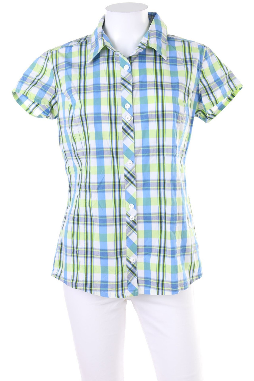 Columbia - Karo-Hemd-Bluse mit kurzem Ärmel - M