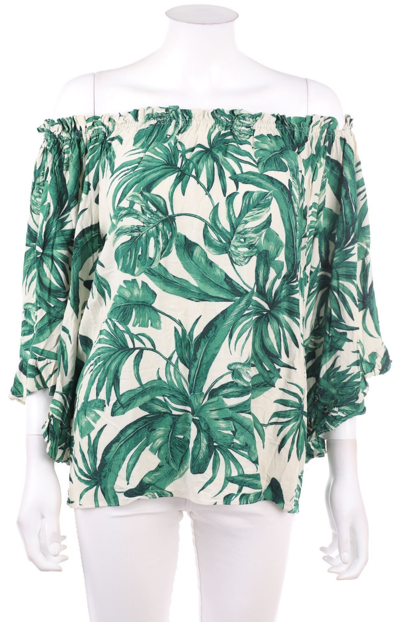 H&M - Carmen-Bluse mit Tropical Print - D 32