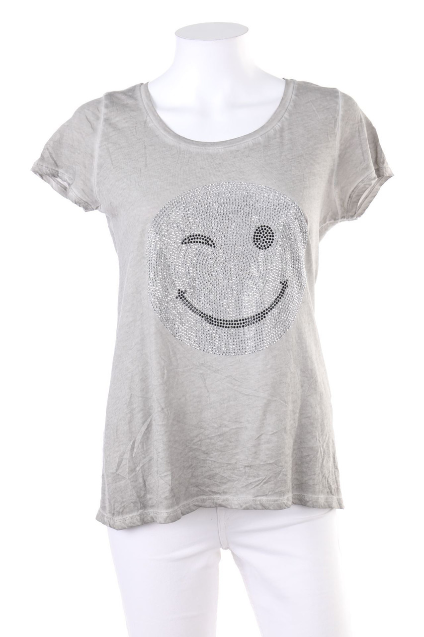 HALLHUBER - Garment Dyed-Kurzarm-Shirt mit Strass-Steinen - S