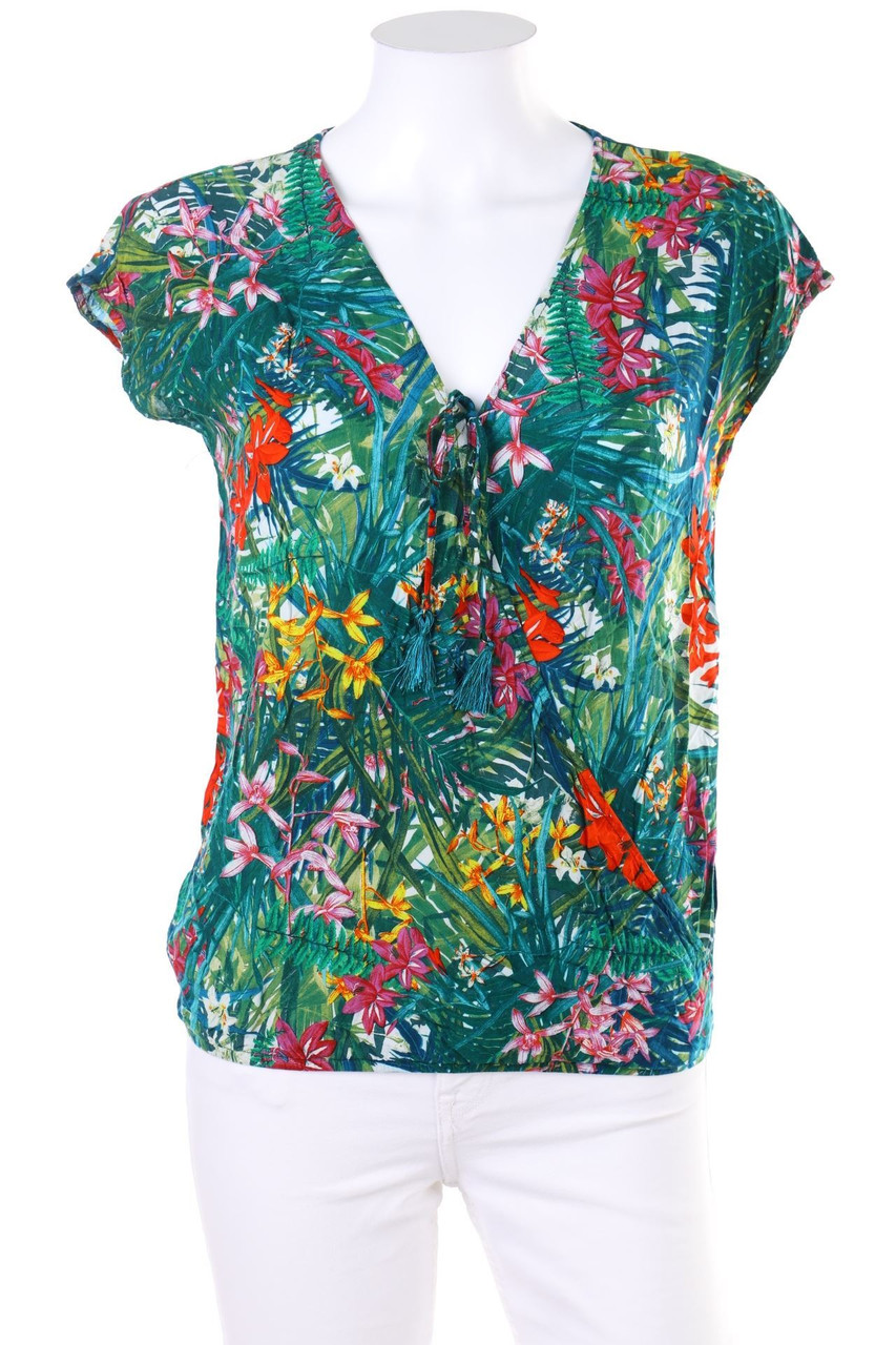 orsay - Wickel-Bluse mit Tropical Print - D 40