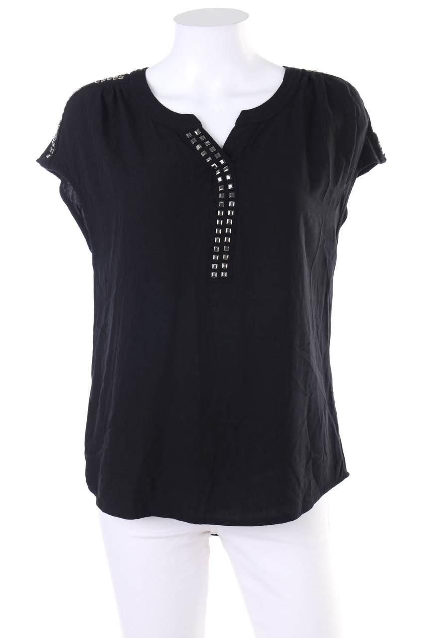 Street One - Kurzarm-Bluse mit Schmuckstein-Applikation - D 36