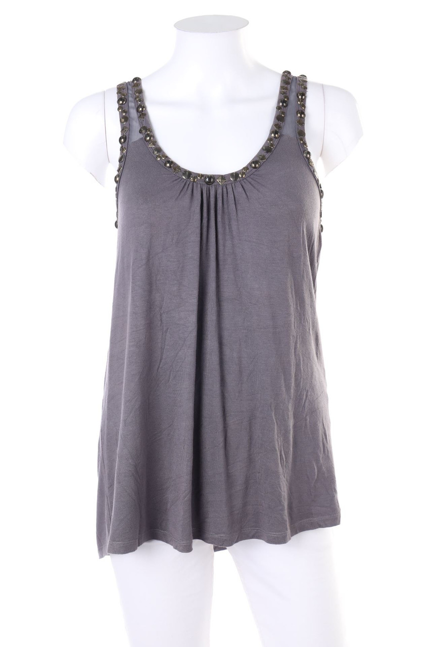 Ohne Label - Top mit Schmuckstein-Applikation - M