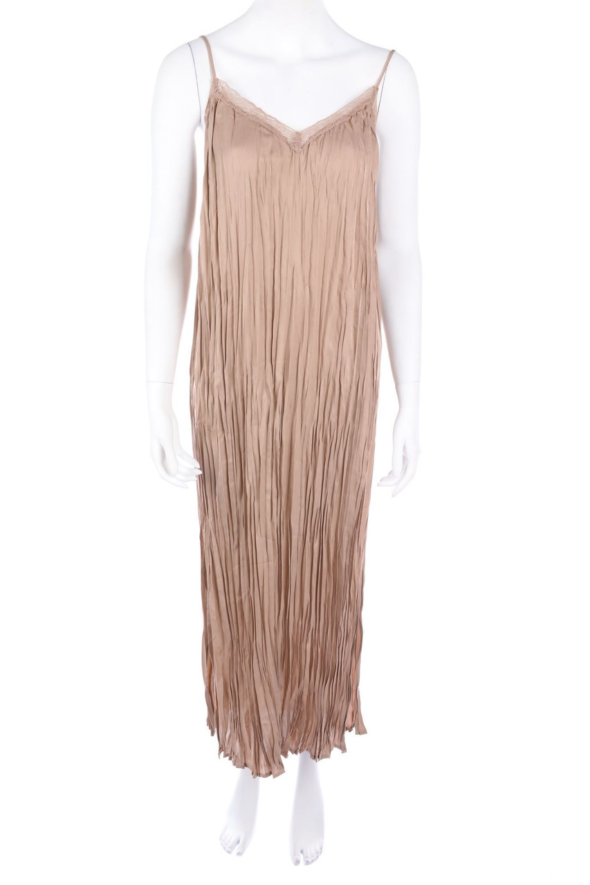 H&M - Plissee-Maxi-Abendkleid mit Schlitz - D 44