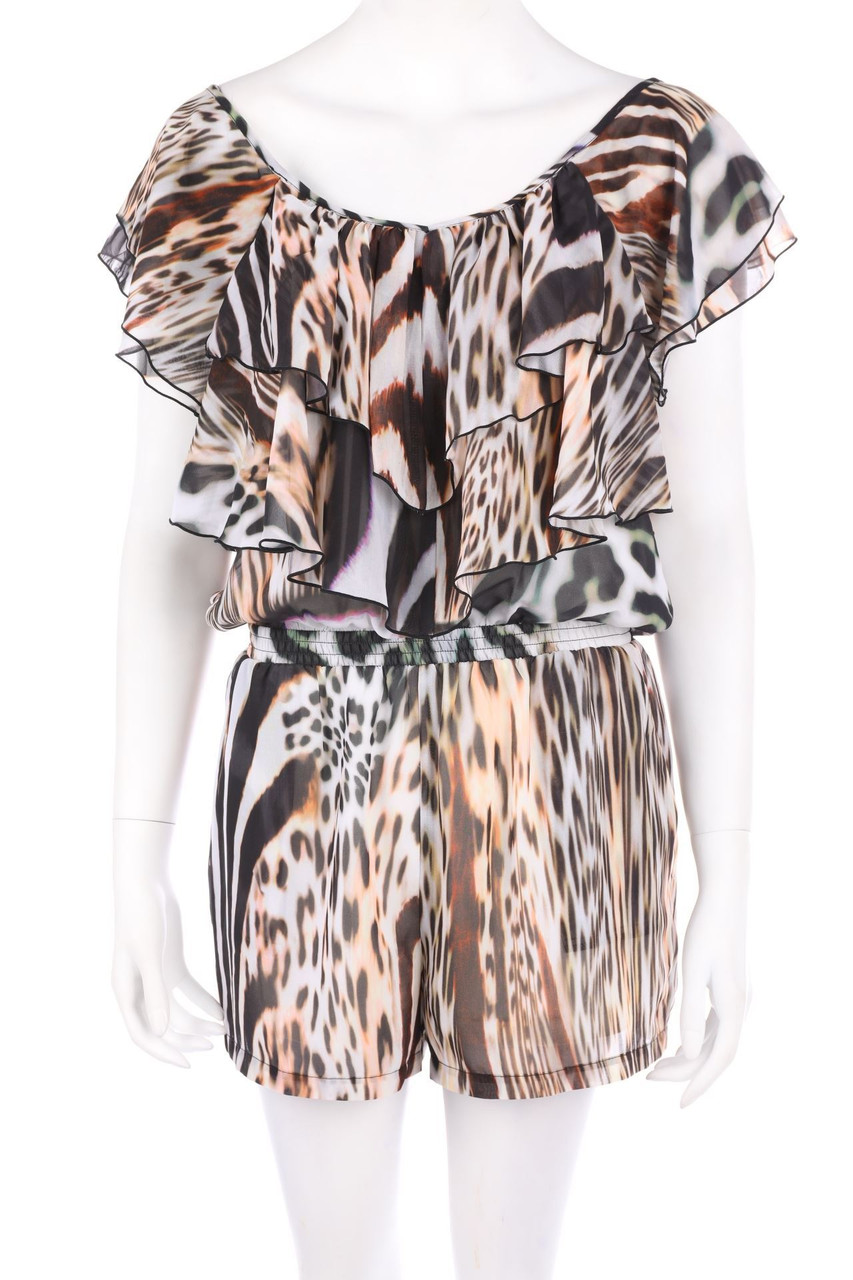 MORGAN - Volants-Playsuit mit Animal-Print - D 36