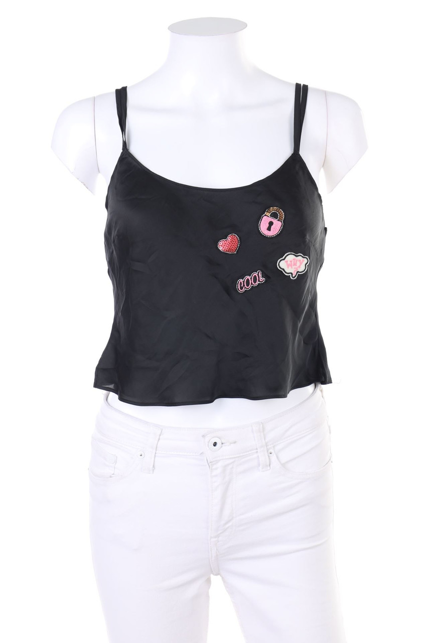 Ohne Label - Cropped-Blusentop mit Applikationen - XS