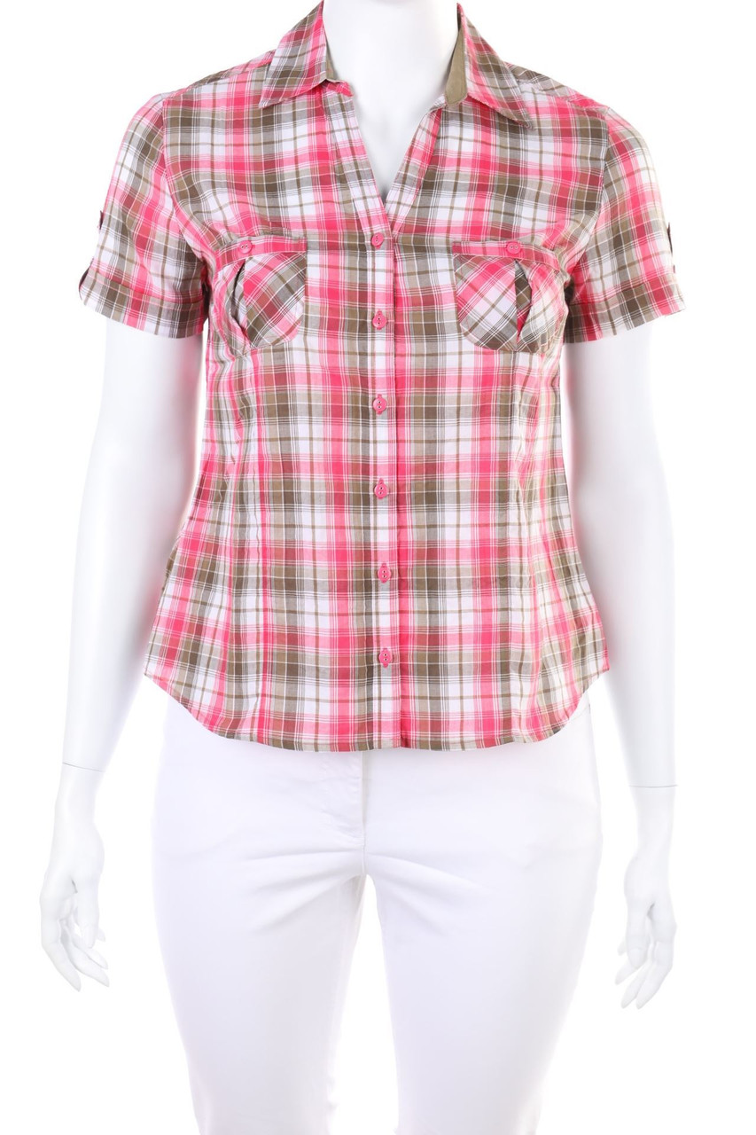 CANDA by C&A - Kurzarm-Bluse mit Karo-Muster - D 44