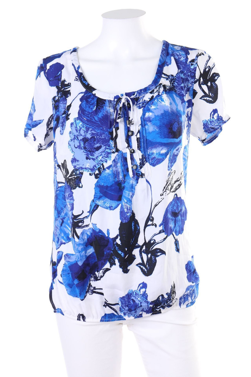 BiBA - Kurzarm-Bluse mit Blumen-Print - D 34